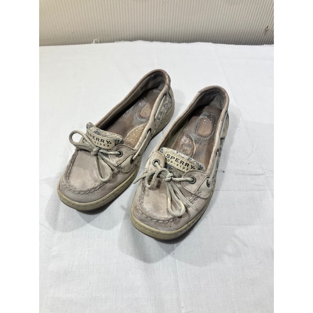 Sperry Top Sider Womens‎ Boat Shoes Loafers Beige Leather Slip On Size 7 M